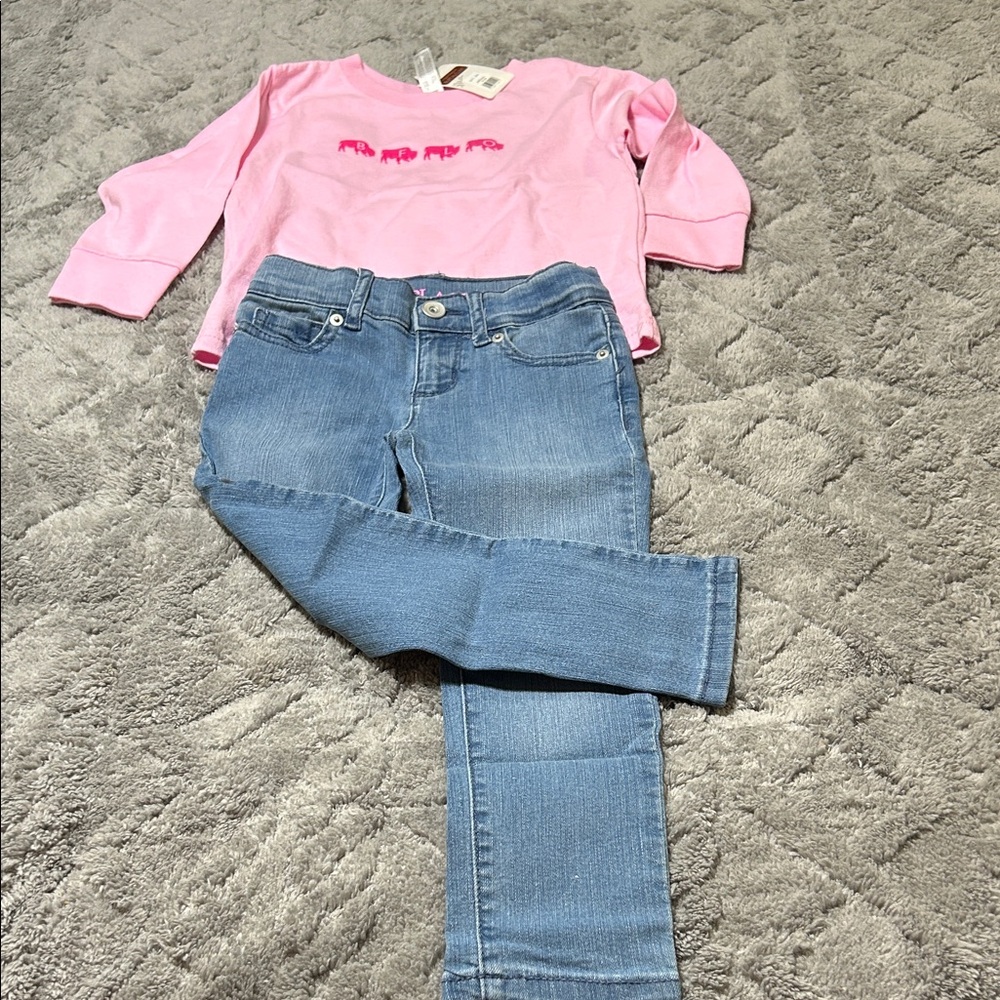 Place Blue Jeans and Pink Top 2 Piece